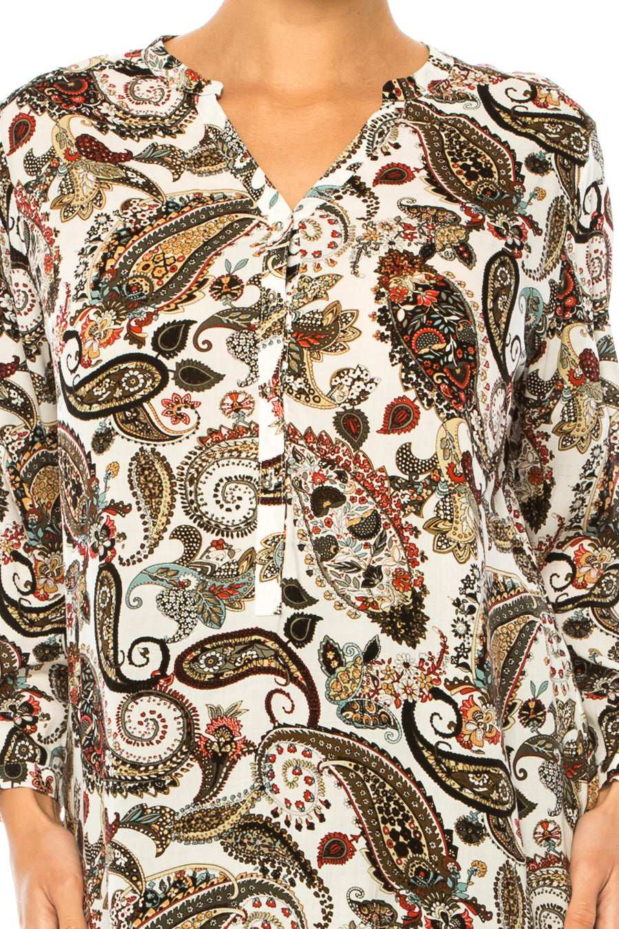 Grand & Greene Long Sleeve Paisley Tunic Top