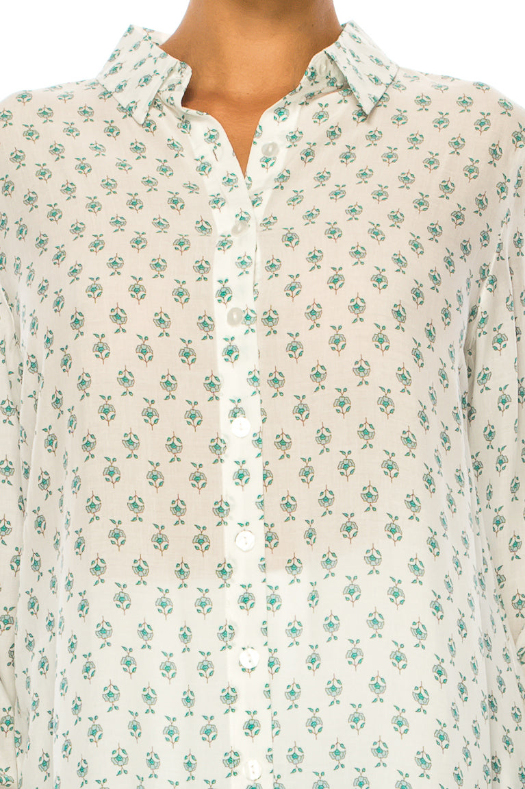 Grand & Greene Floral Button Down Long Sleeve Top