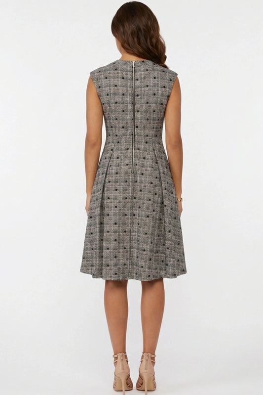 Gabby Skye Plaid Cutout Fit and Flare Party Dress