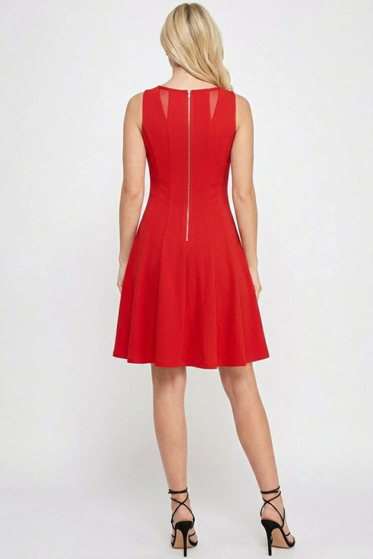 Gabby Skye Illusion Mesh Fit and Flare Party Dress