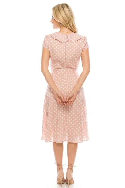 Gabby Skye Polka Dot Ruffle Wrap Party Dress