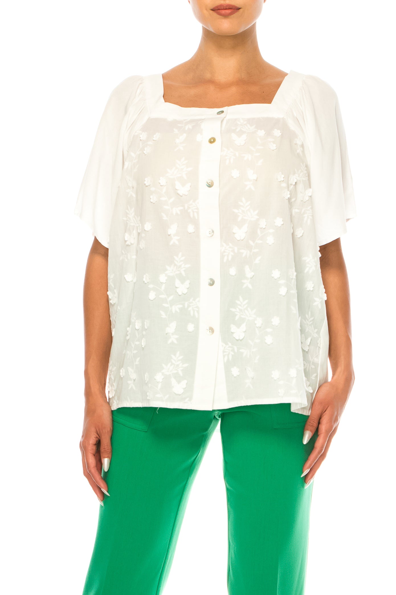 Grand & Greene Butterfly & Floral Applique Top