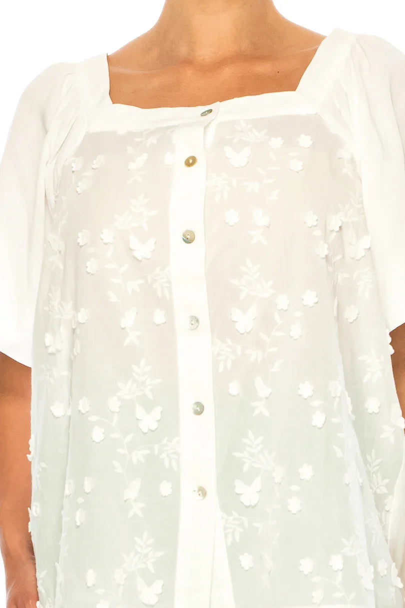 Grand & Greene Butterfly & Floral Applique Top