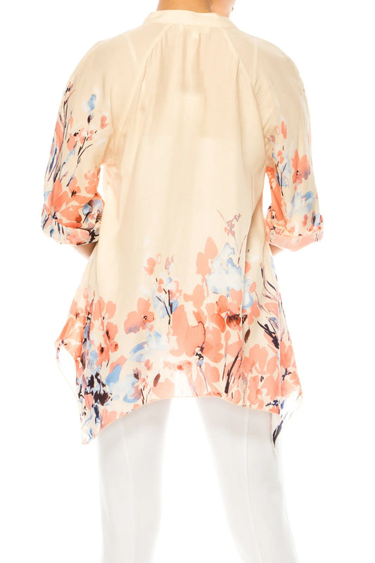 Grand & Greene 3/4 Sleeve Button Down Floral Top