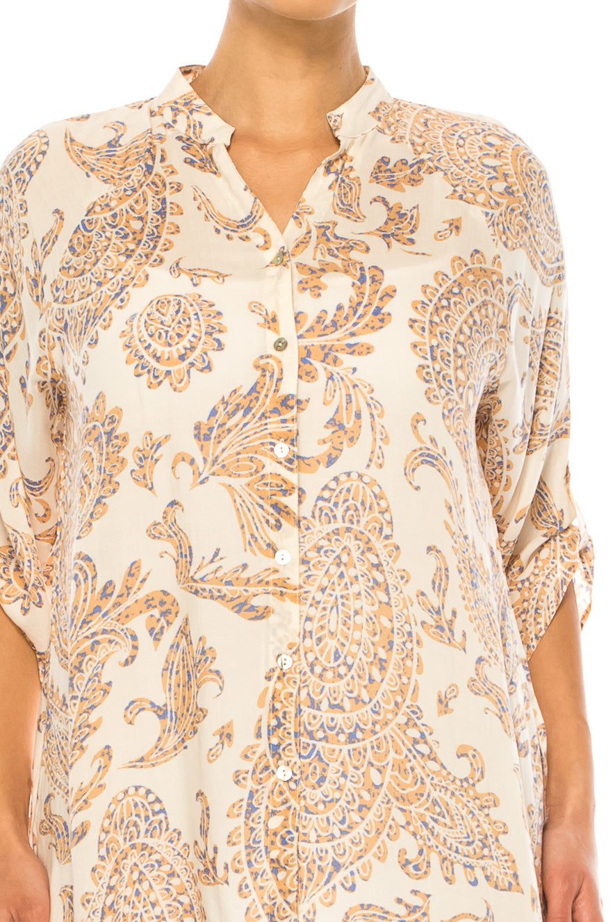 Grand & Greene Paisley Print Button Down Shirt