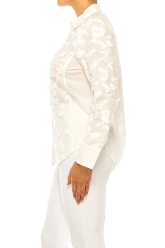 Hester & Orchard Embroidered Button Down Top