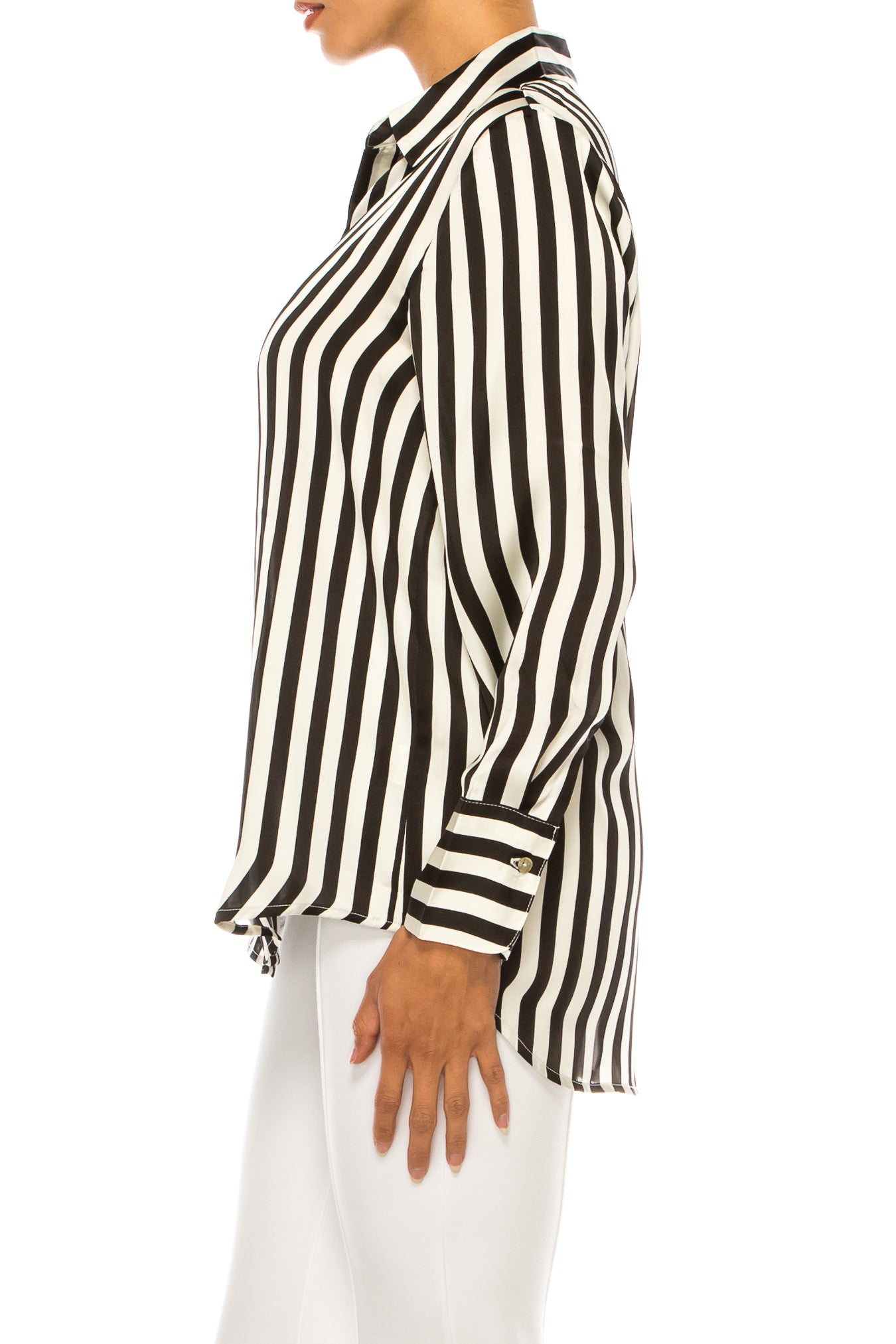 Hester & Orchard Long Sleeve Striped Button-Up Top