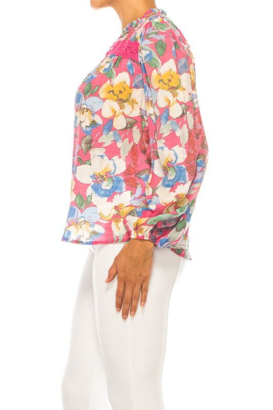 Hope & Harlow Floral Print Peasant Top