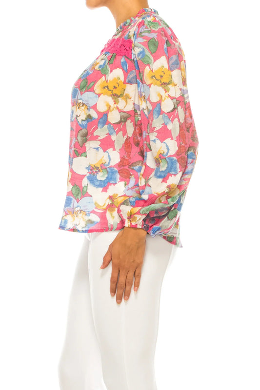 Hope & Harlow Floral Print Peasant Top
