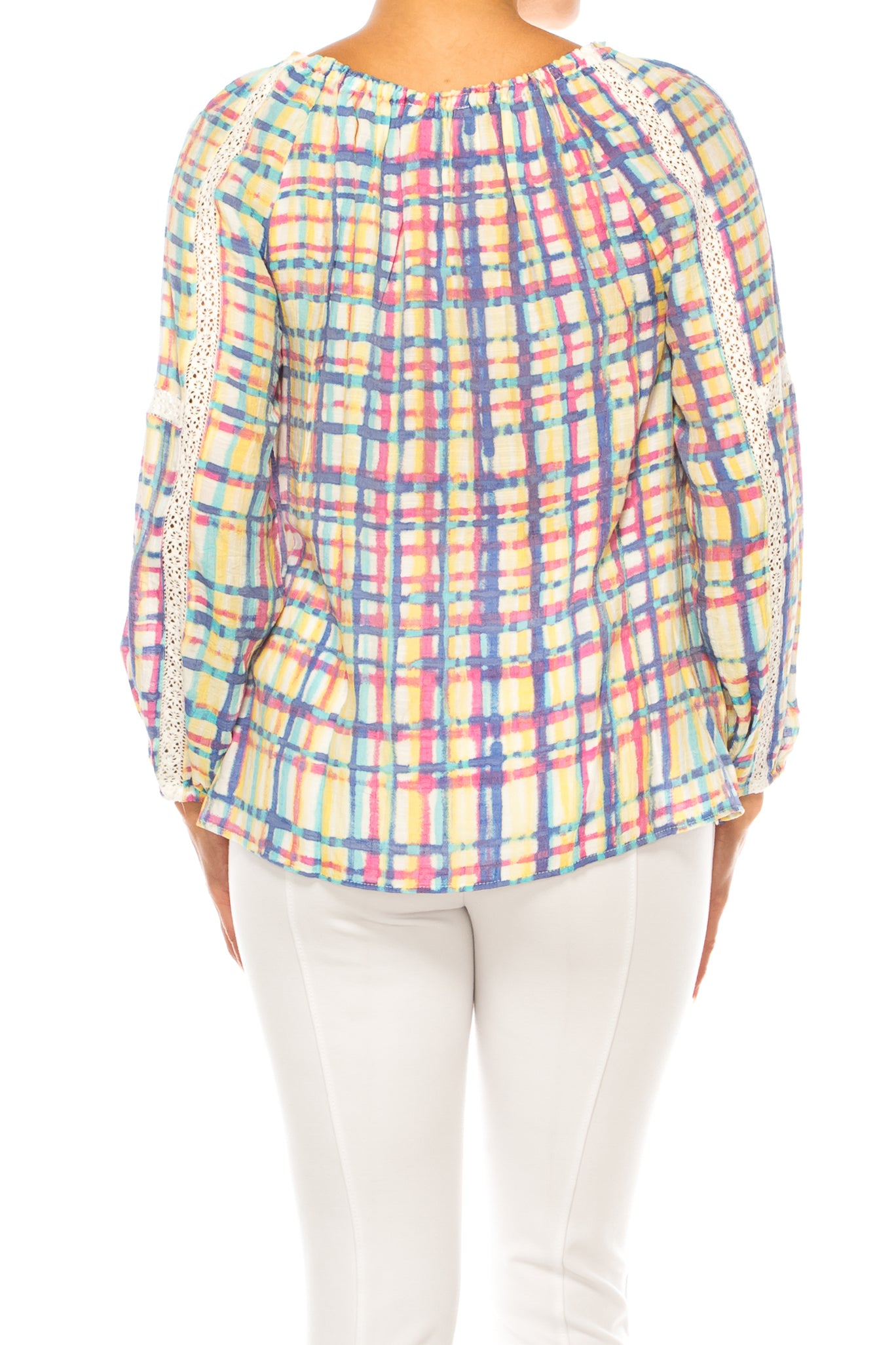Hope & Harlow 3/4 Sleeve Plaid Top