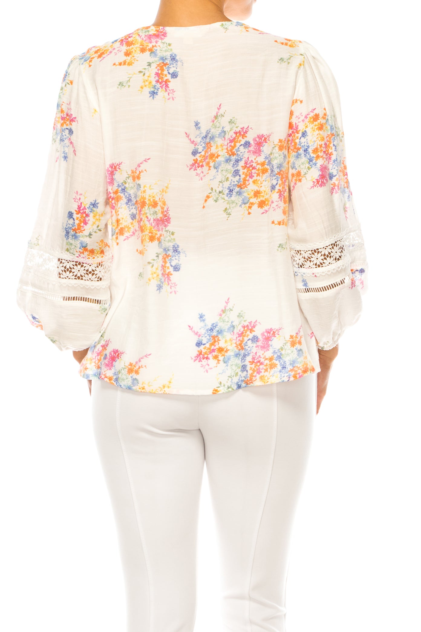 Hope & Harlow Printed Long Sleeve Peasant Top