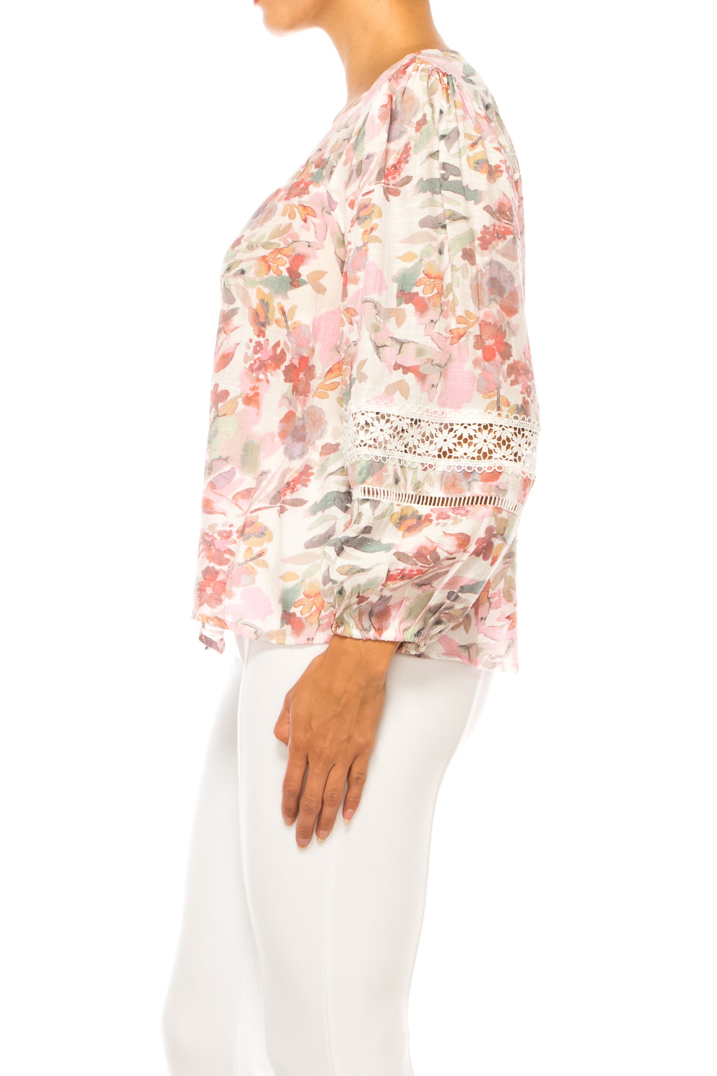 Hope & Harlow Printed Long Sleeve Peasant Top