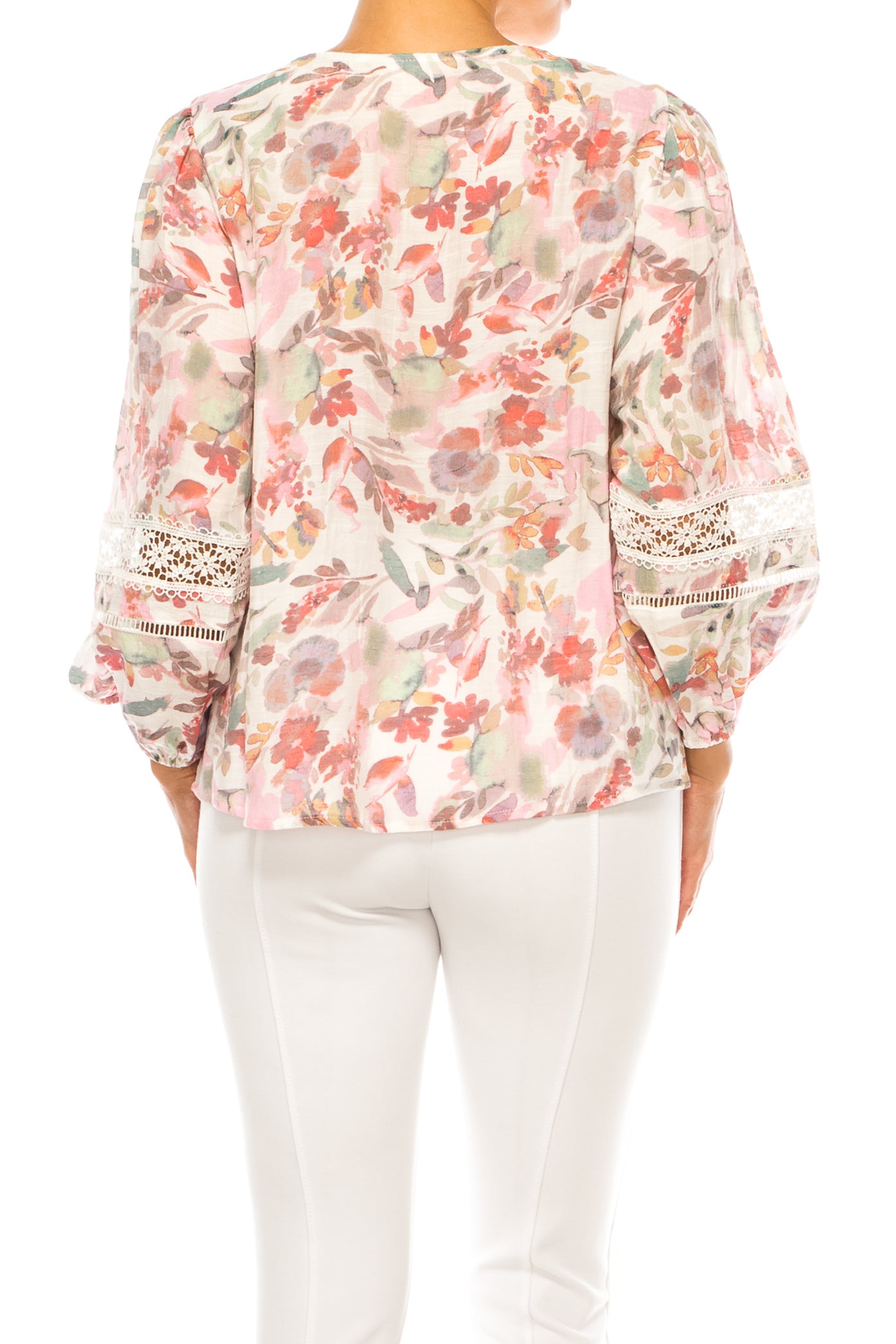 Hope & Harlow Printed Long Sleeve Peasant Top