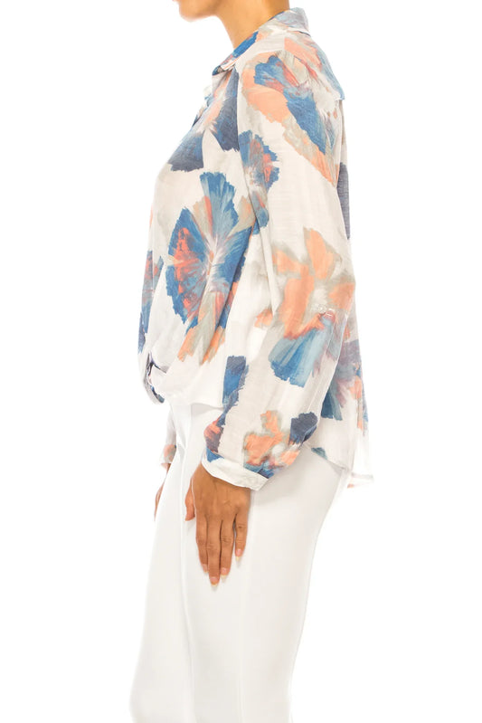 Hope & Harlow Button Down Front Twist Top