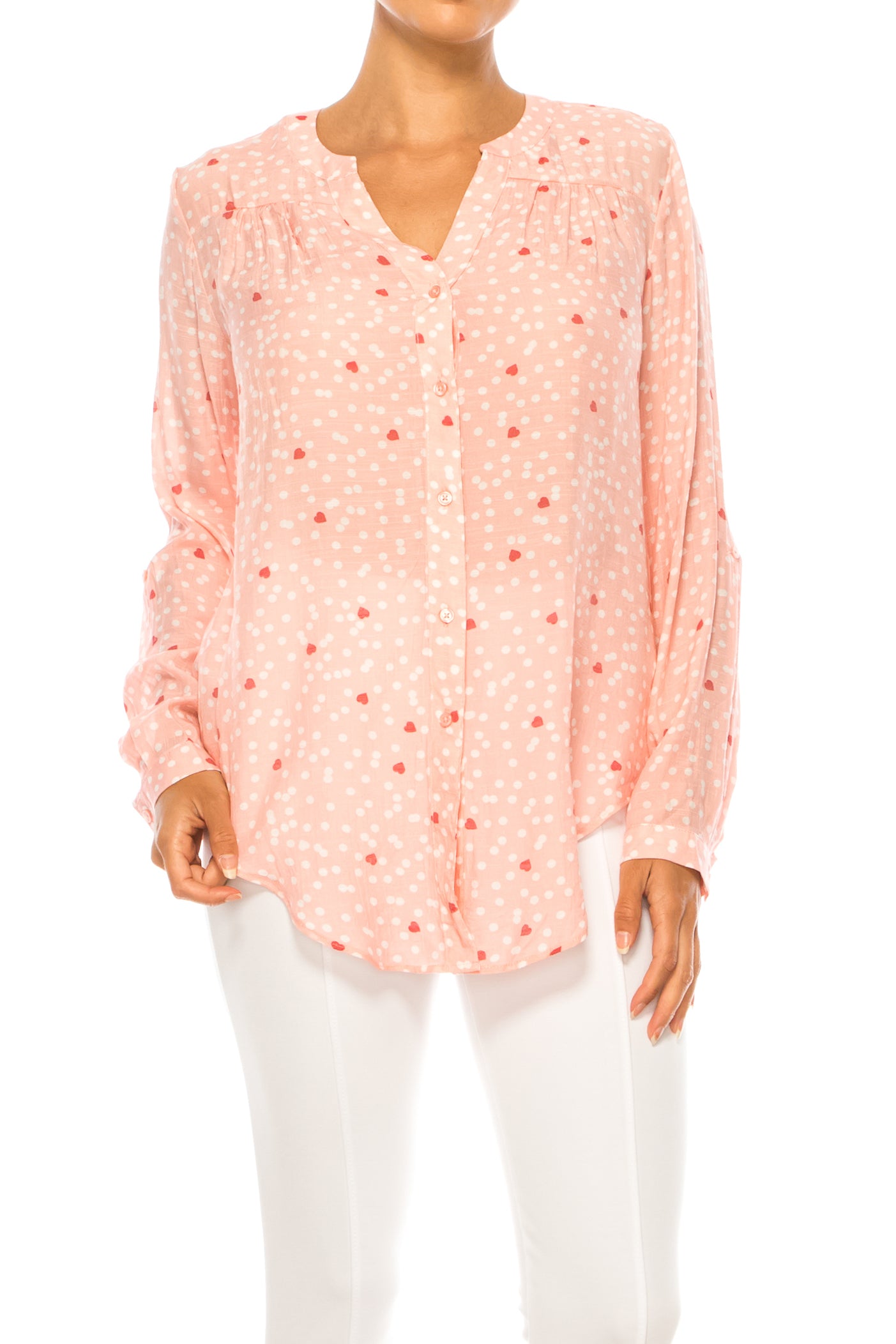 Hope & Harlow Printed Button Down Top