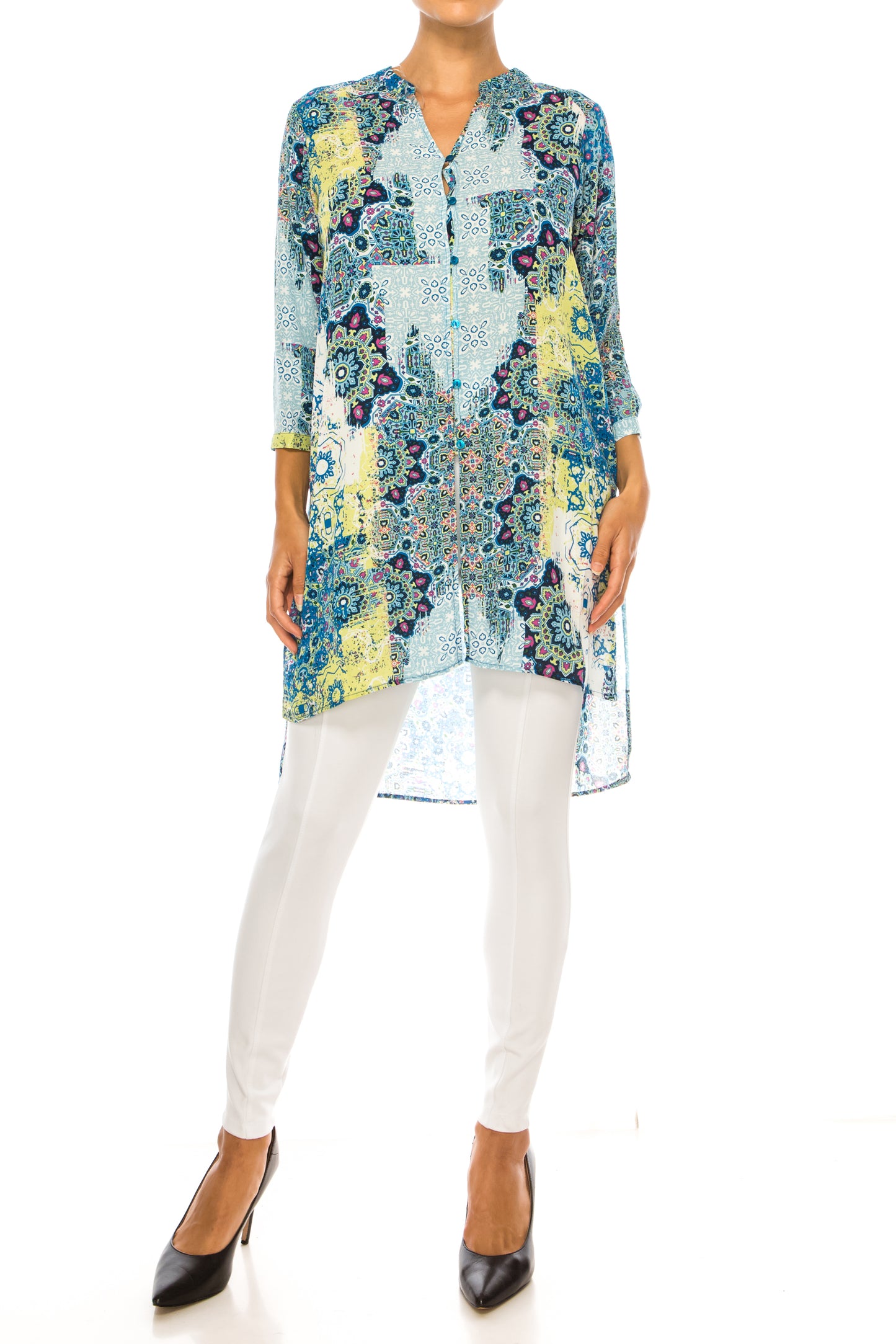 Hope & Harlow Multi Print 3/4 Sleeve Tunic