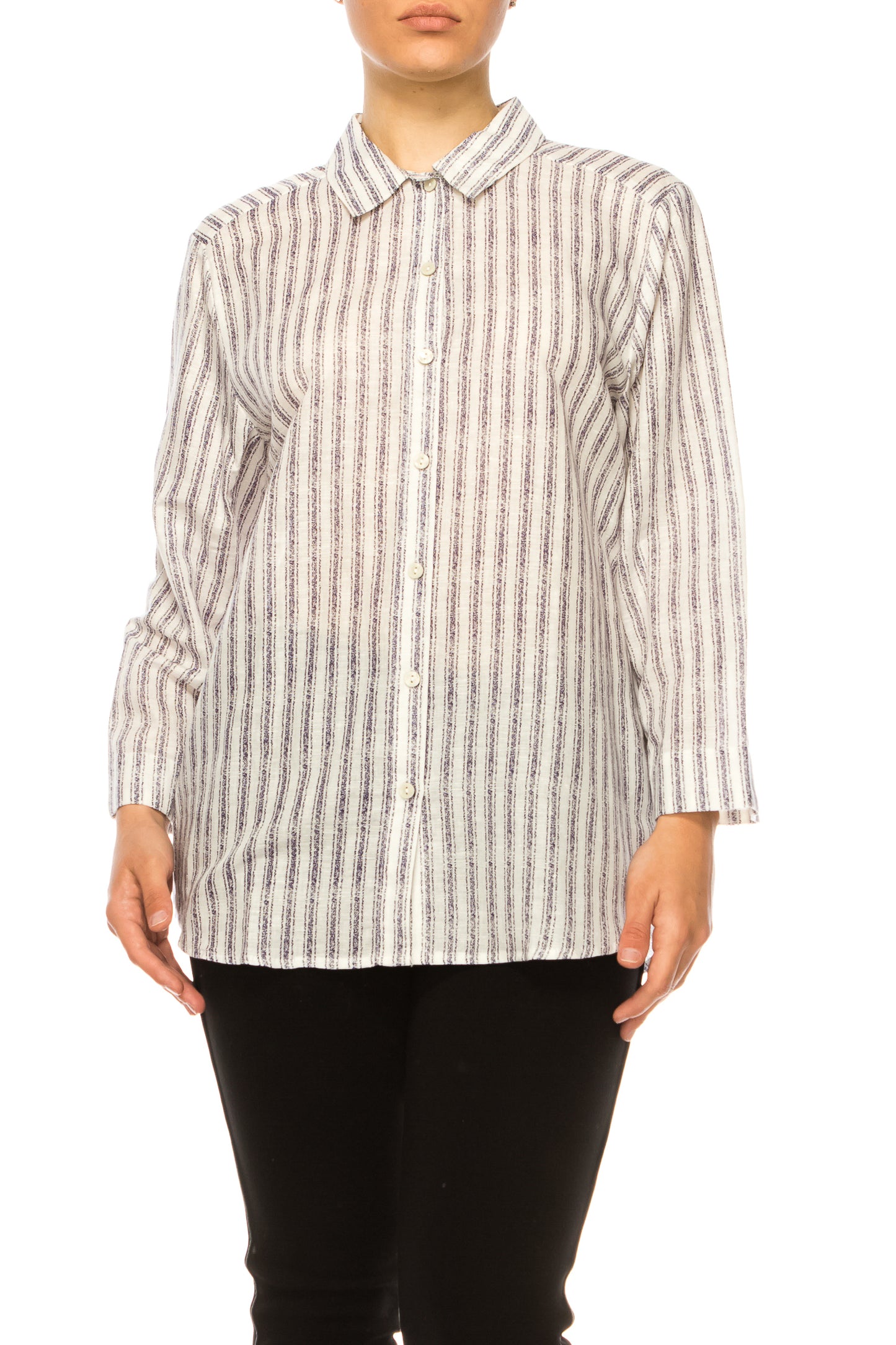 Hester & Orchard Button Down Long Sleeve Print Top