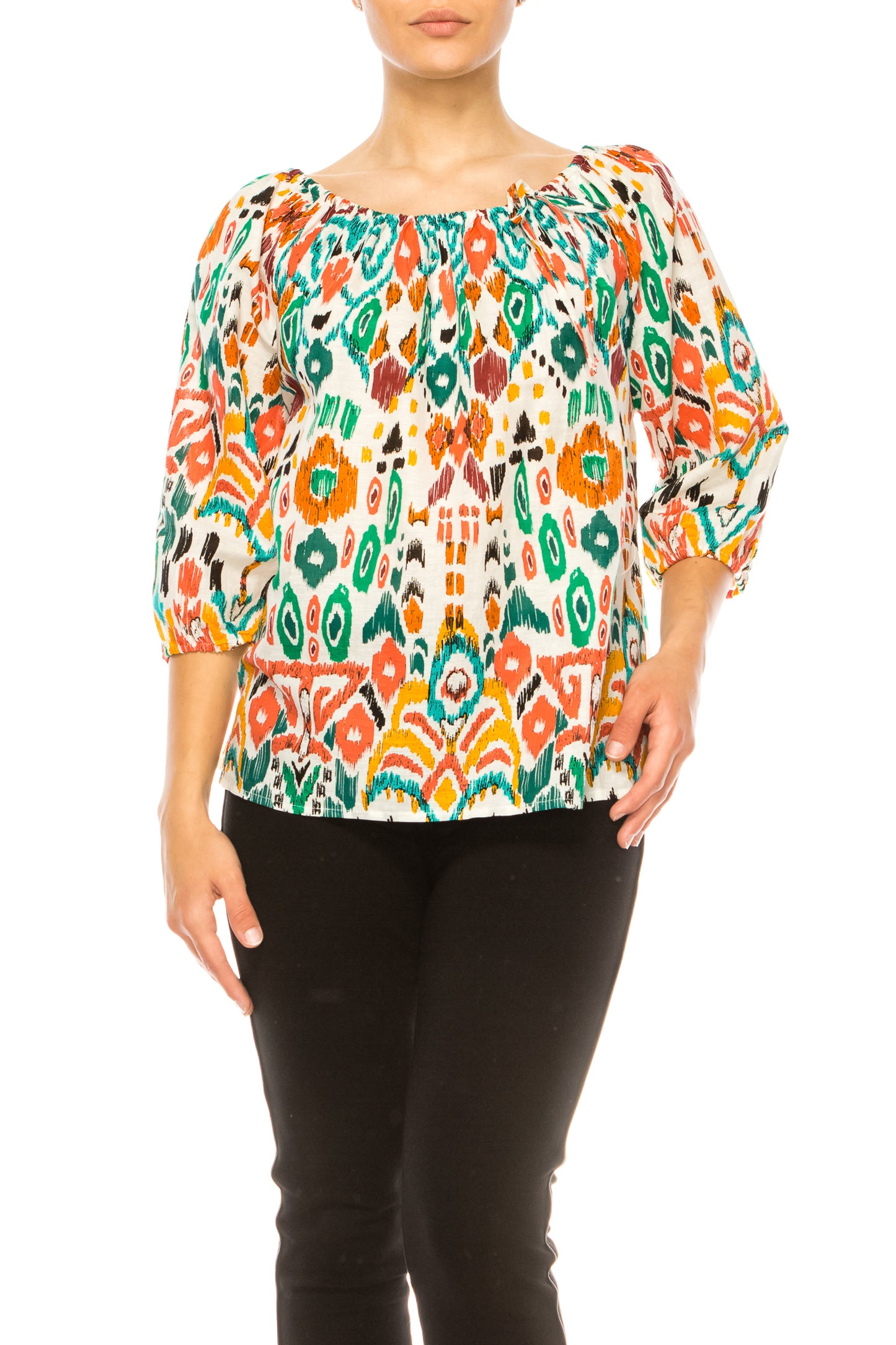 Hester & Orchard Floral Print 3/4 Sleeve Top