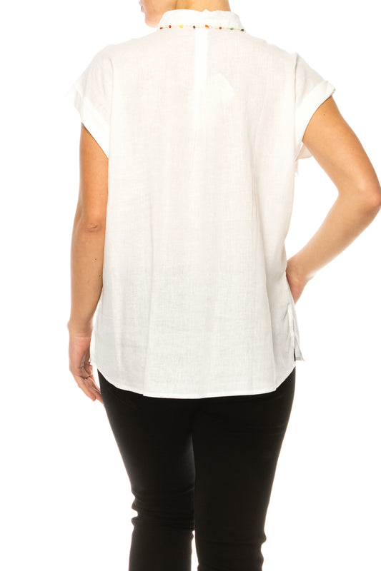 Hester & Orchard Beaded Collar Dolman Style Top