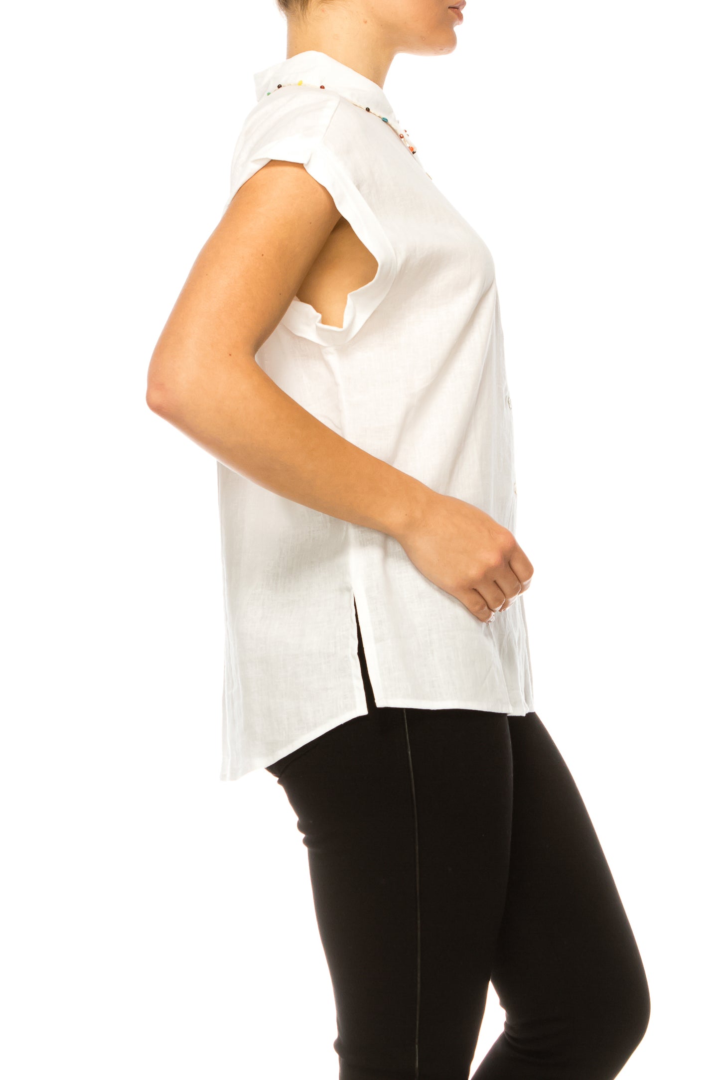 Hester & Orchard Beaded Collar Dolman Style Top