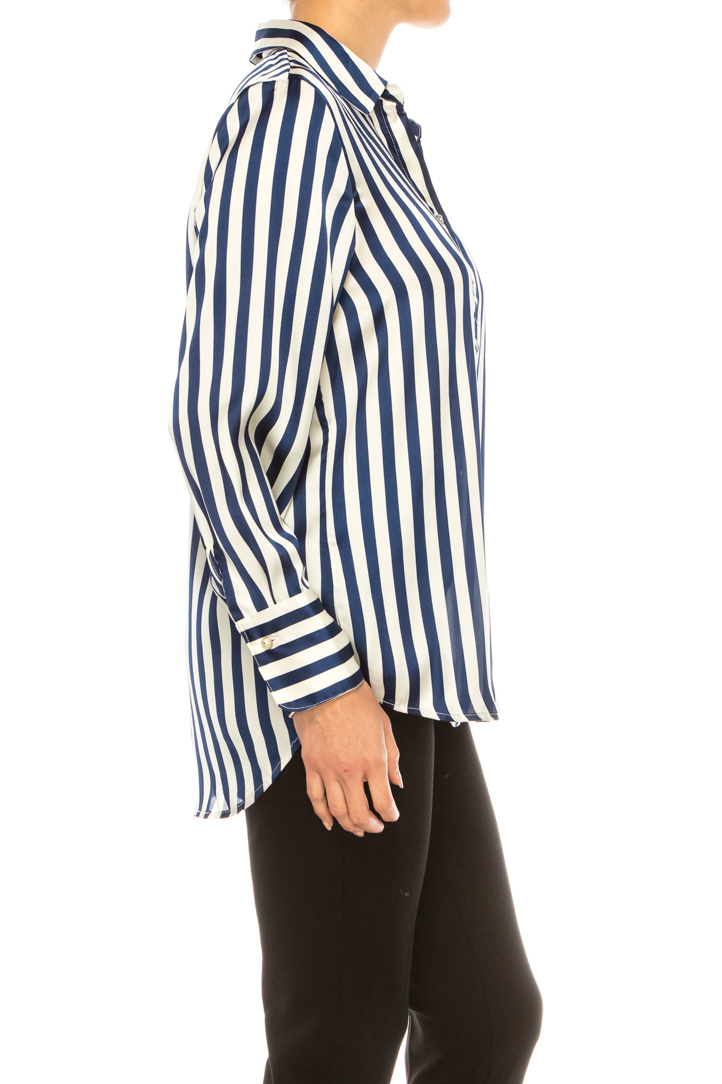 Hester & Orchard Long Sleeve Striped Button-Up Top