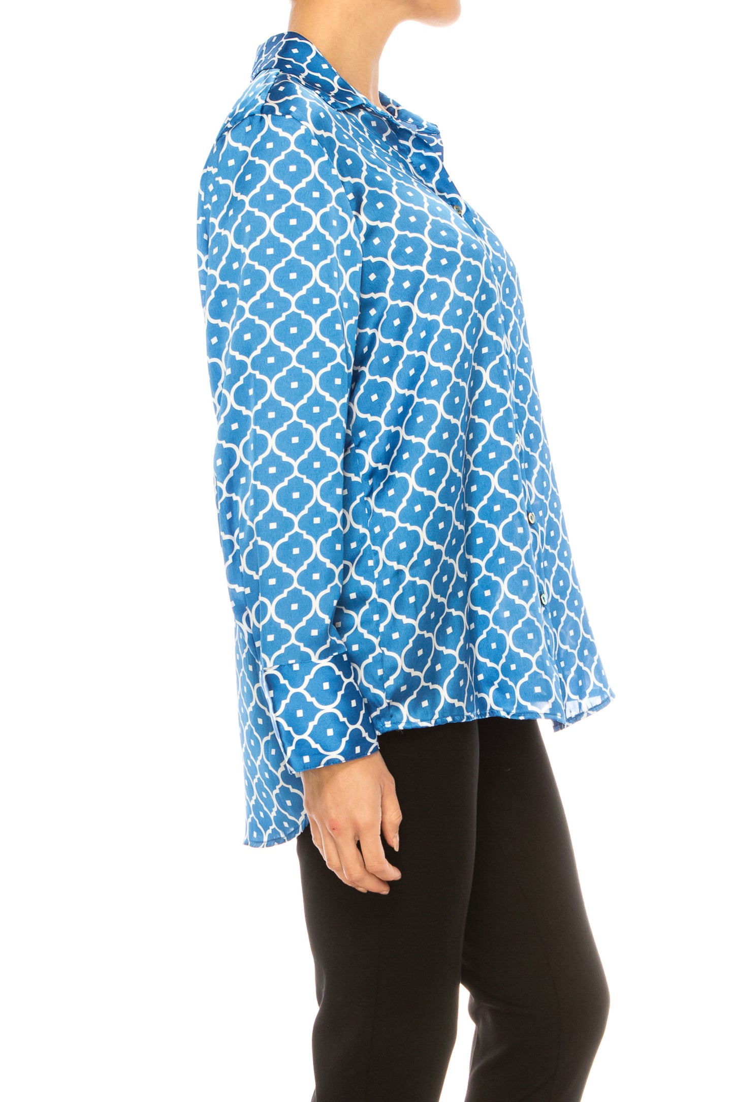 Hester & Orchard Long Sleeve Button-Up Printed Top