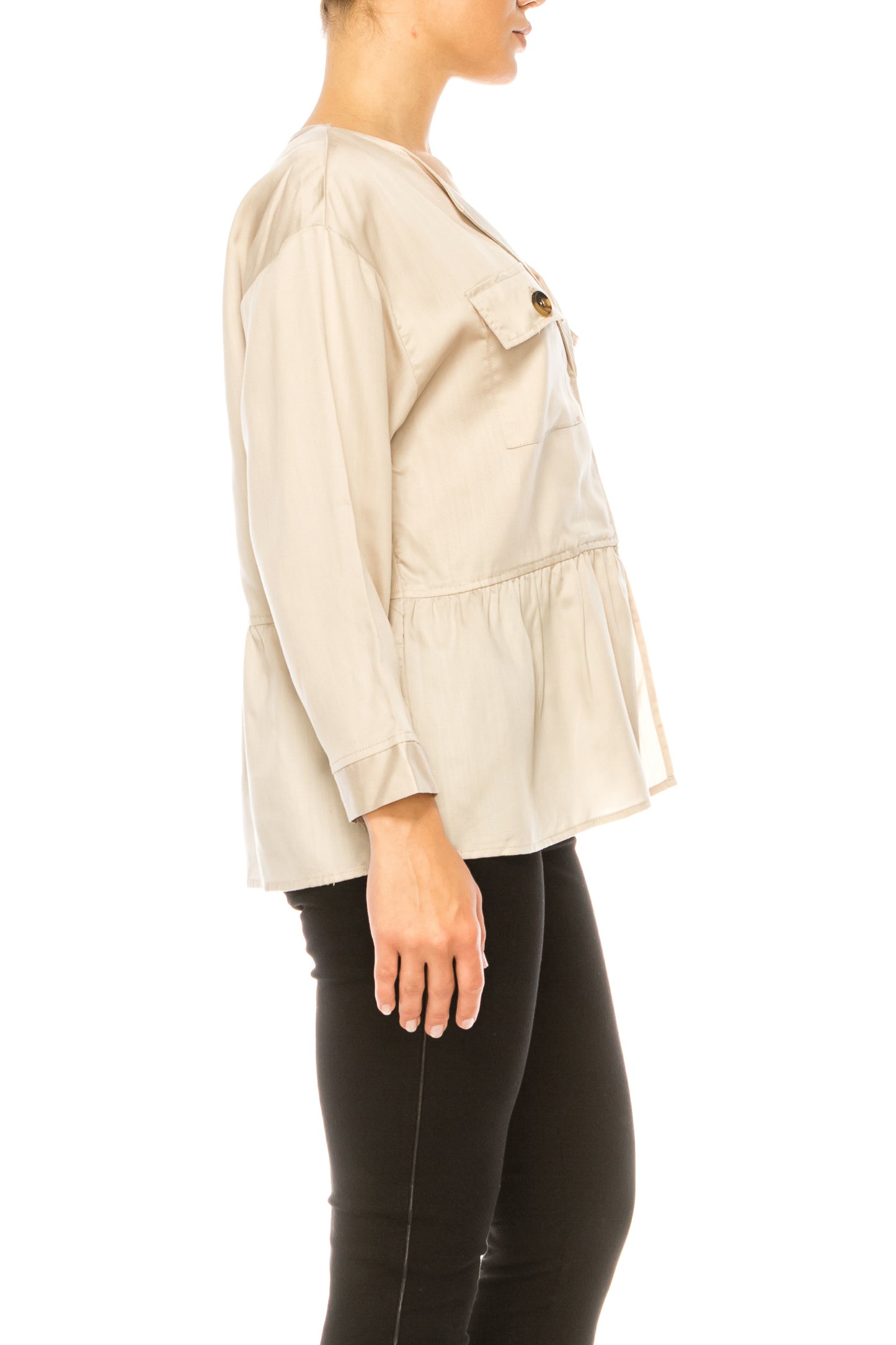 Hester & Orchard Long Sleeve Peplum Jacket Top