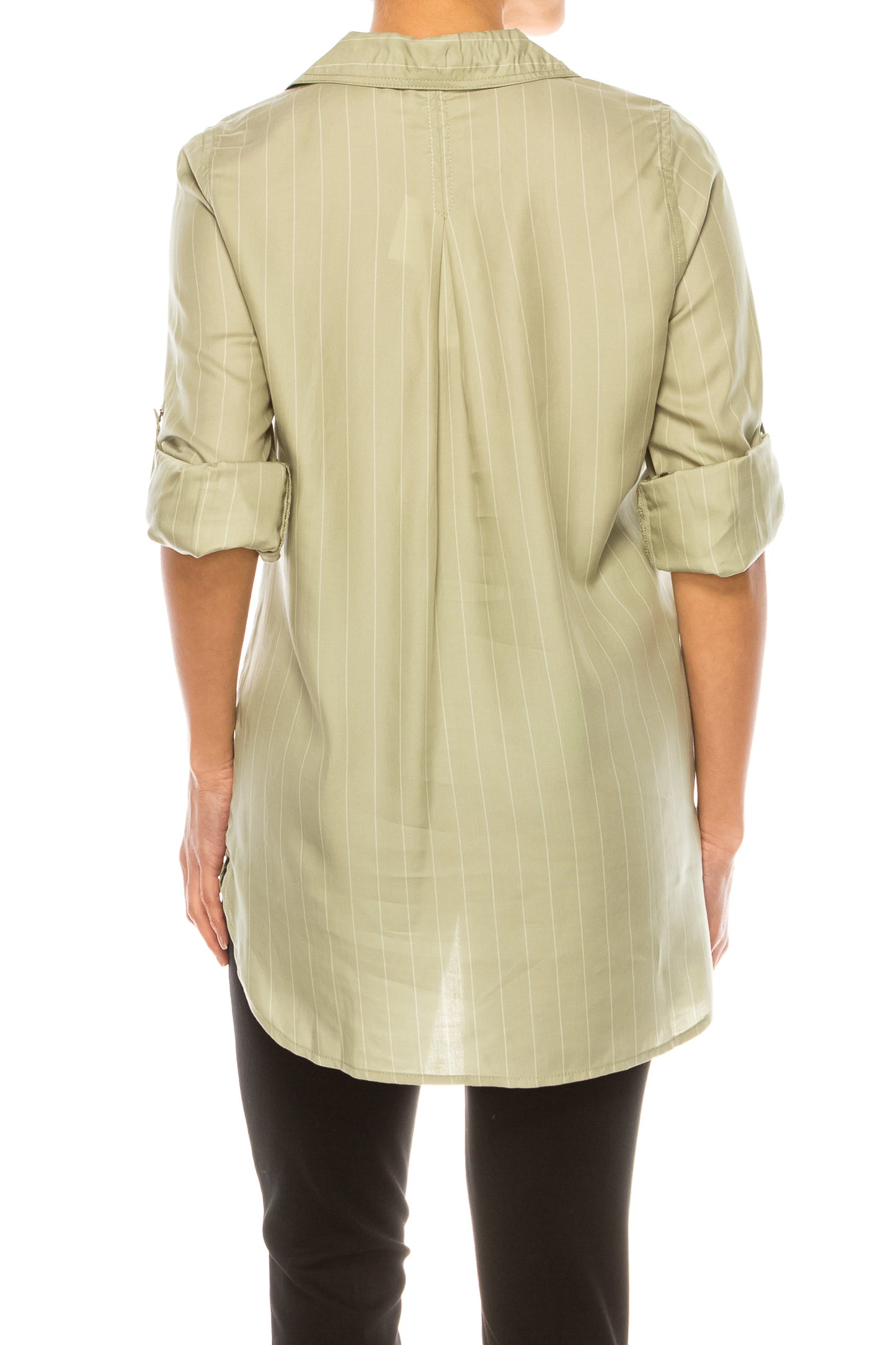 Hester & Orchard Adjustable-Sleeve Button-Down Top