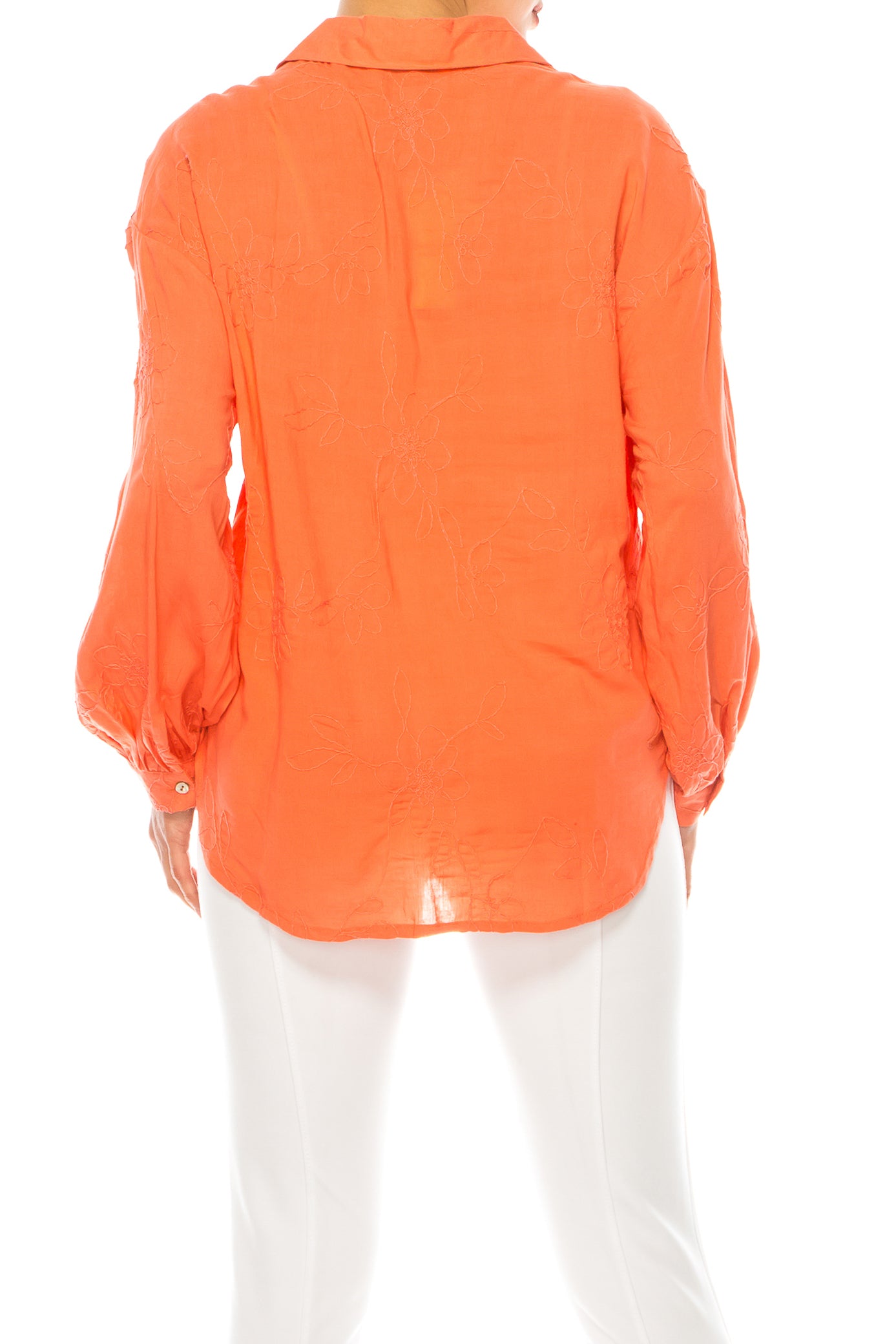 Hester & Orchard Floral Embroidered Collared Shirt