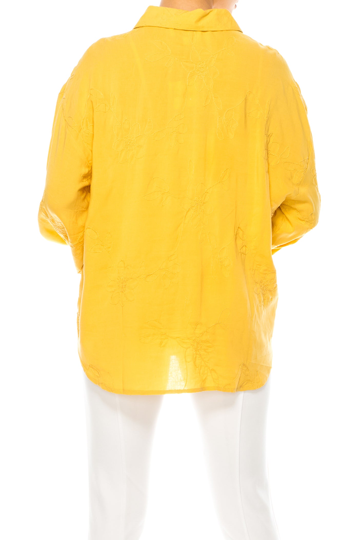 Hester & Orchard Floral Embroidered Collared Shirt