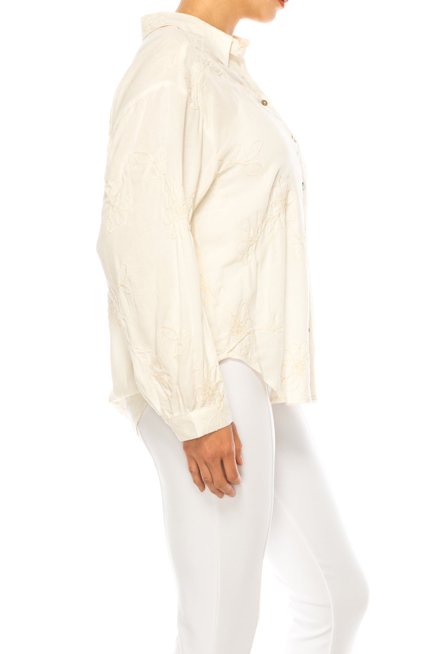 Hester & Orchard Floral Embroidered Collared Shirt
