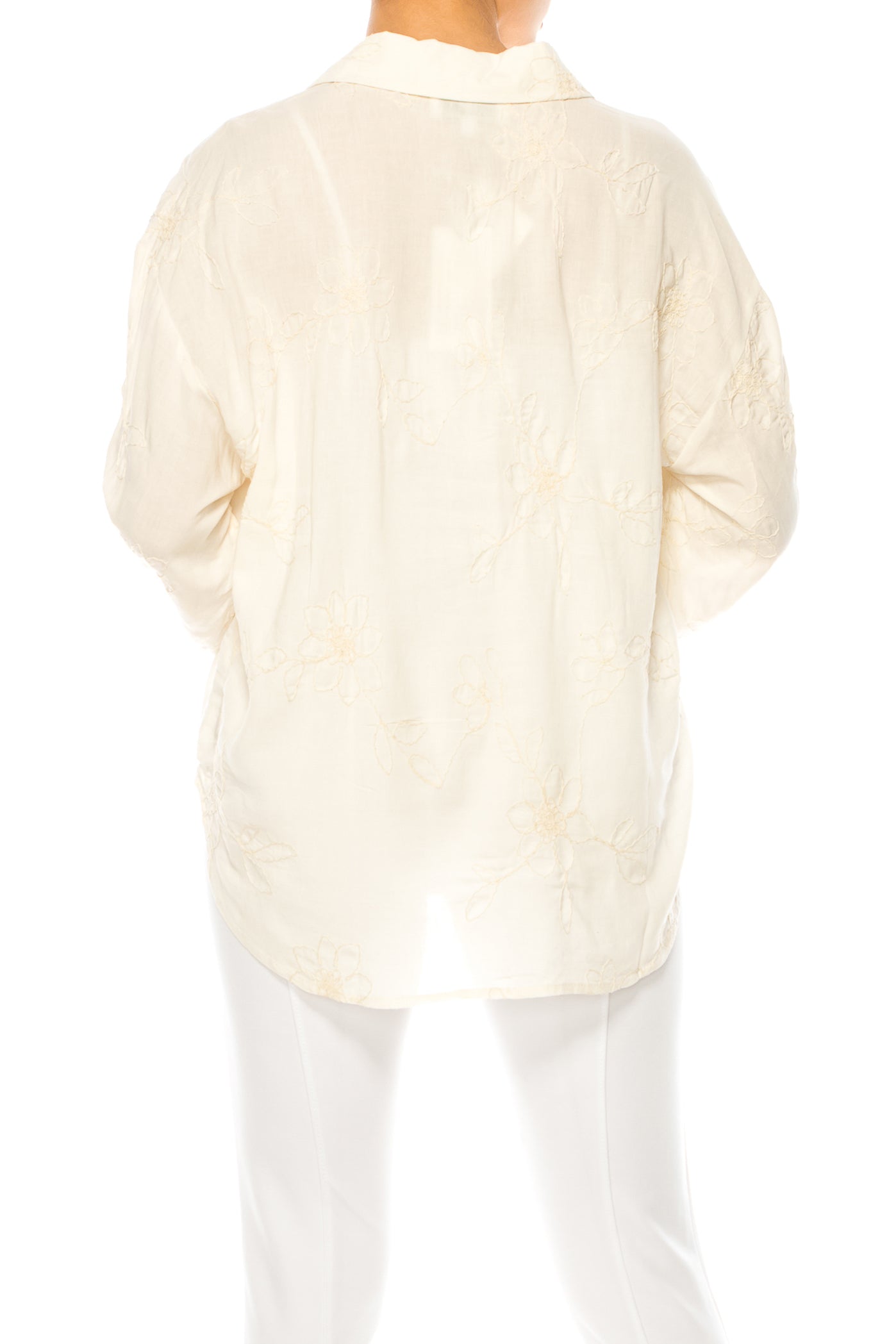 Hester & Orchard Floral Embroidered Collared Shirt