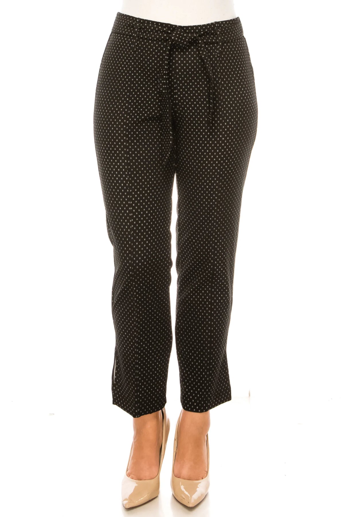 Hope & Harlow Printed Straight Leg Belted Pants
