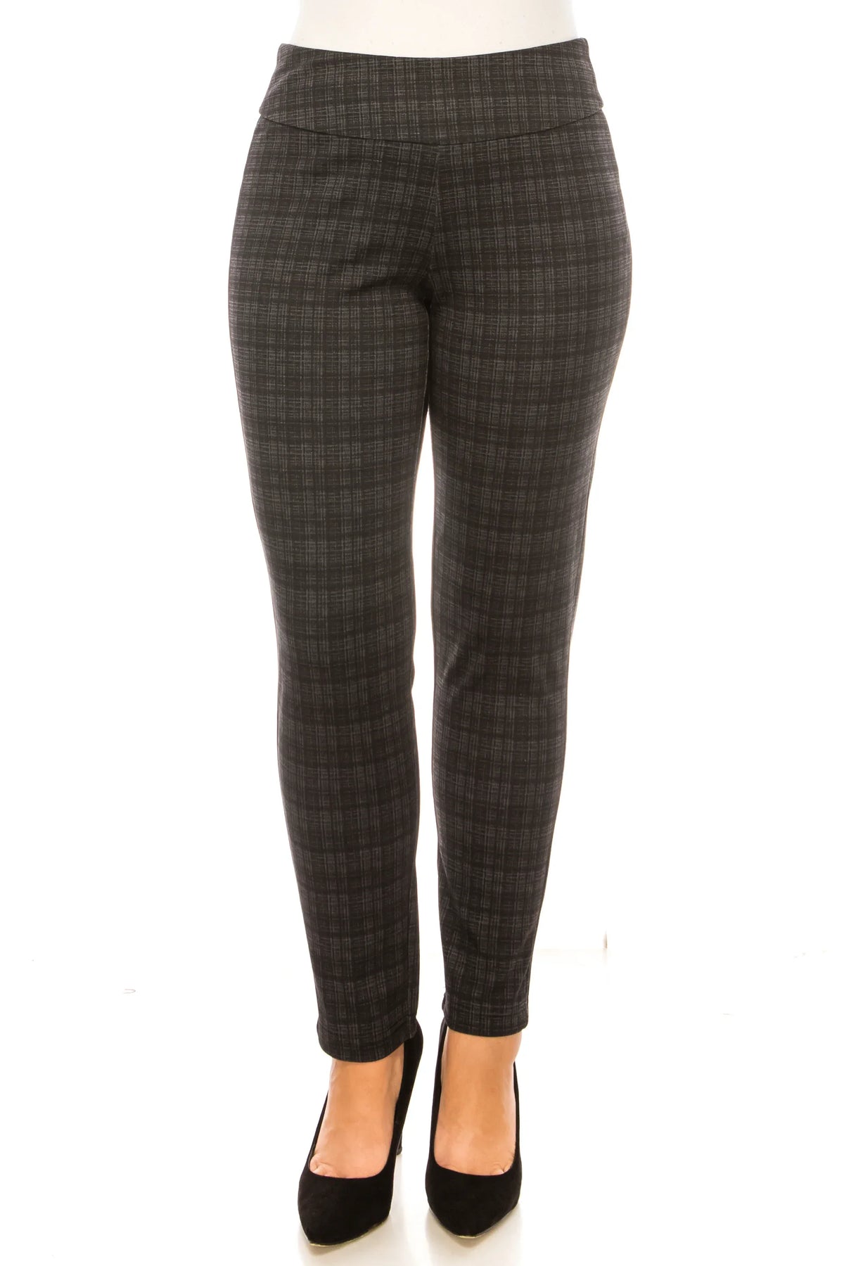 Hope & Harlow Pull-On Plaid Print Slim Ankle Pants