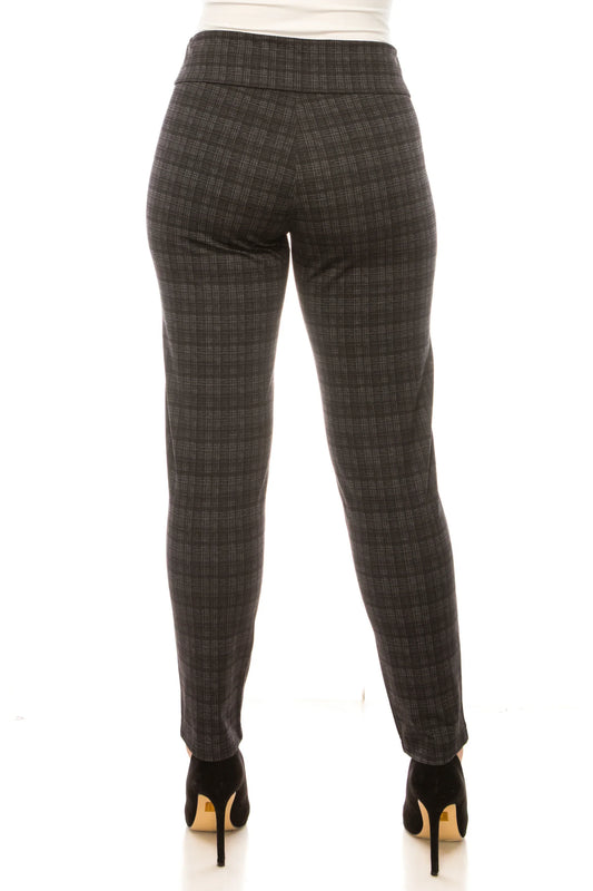 Hope & Harlow Pull-On Plaid Print Slim Ankle Pants