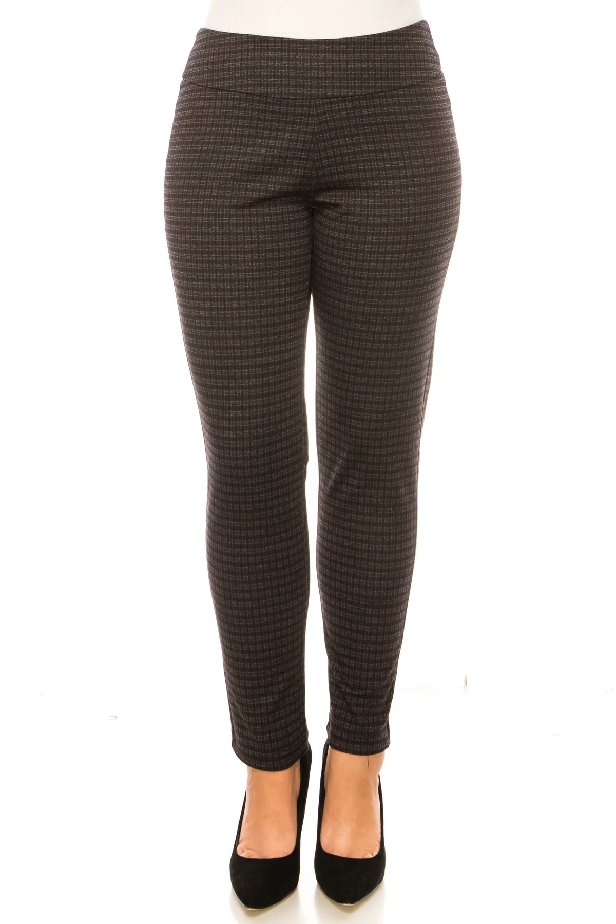 Hope & Harlow Pull-On Plaid Print Slim Ankle Pants