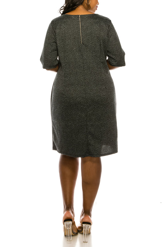 ILE Clothing Grey Black Short Sleeve Dress