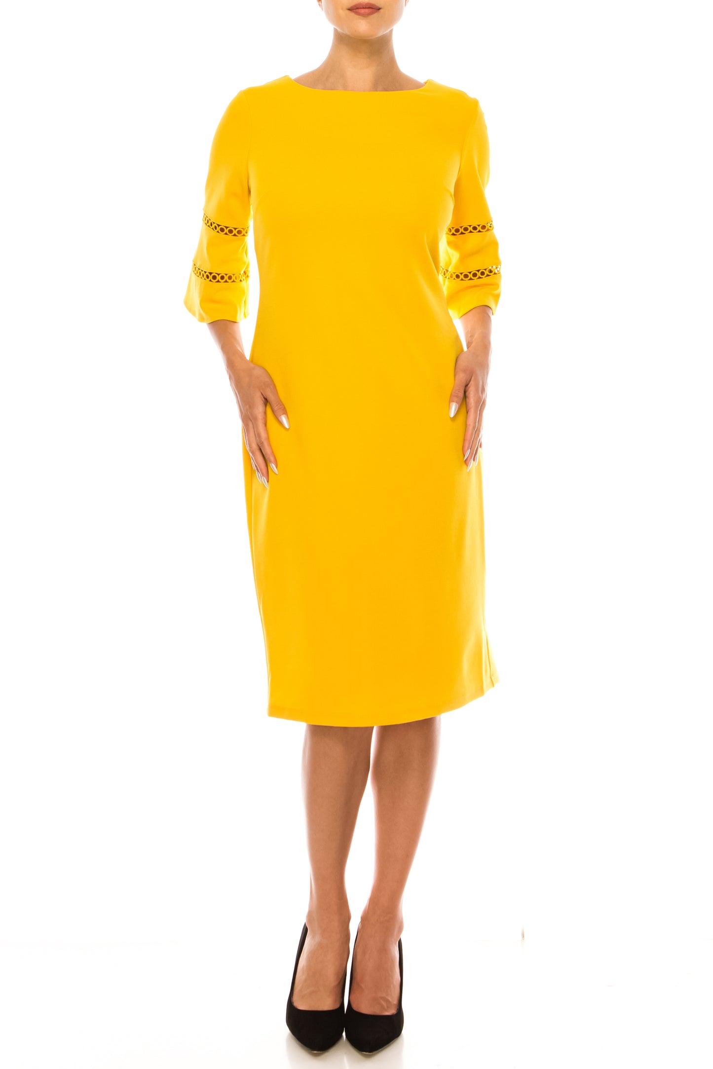 ILE Clothing 3/4 Bell Sleeve Sheath Dress