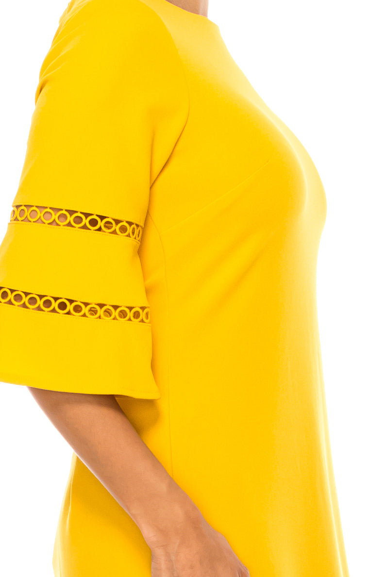 ILE Clothing 3/4 Bell Sleeve Sheath Dress