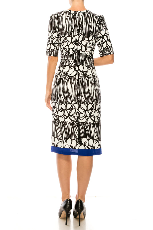 ILE Clothing Multi Print Short Sleeve Sheath Dress