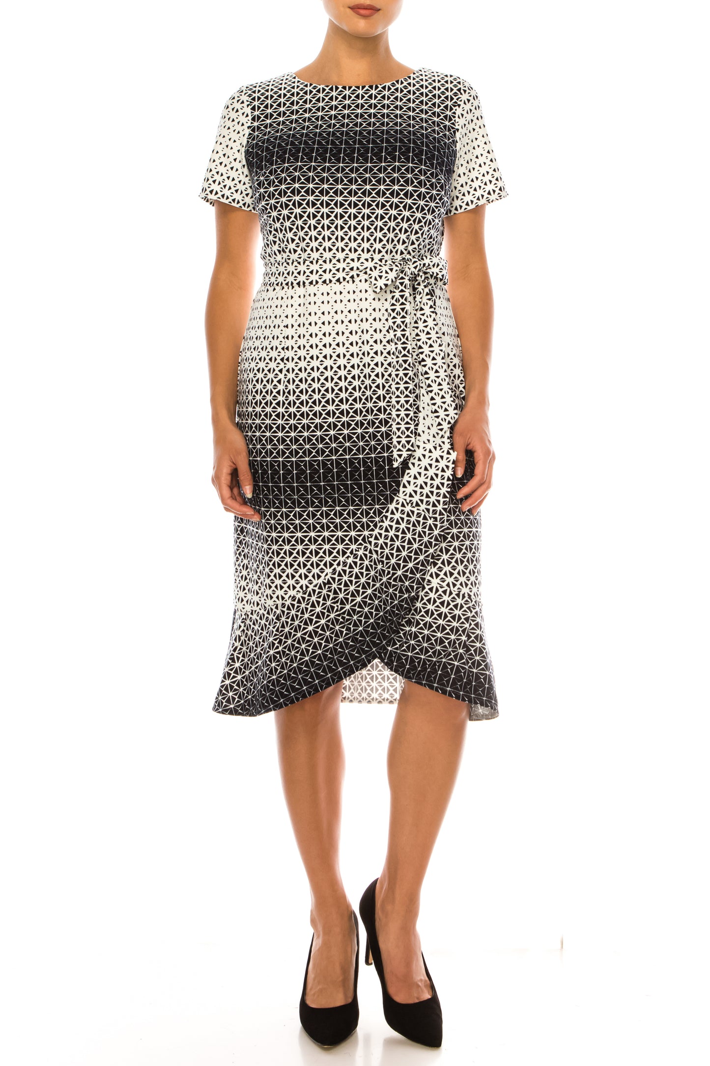 ILE Clothing Short Sleeve Flutter Belted Dress