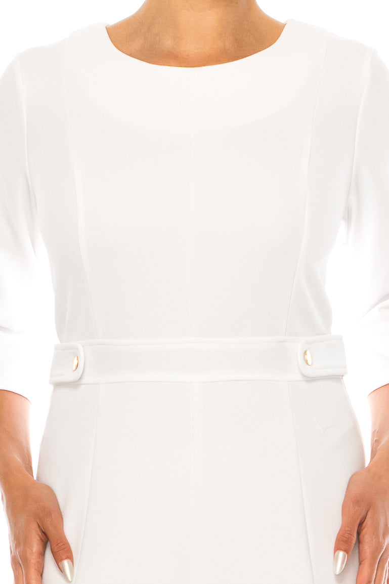 ILE Clothing 3/4 Sleeve Button Waist A-Line Dress