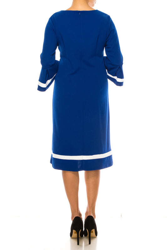 ILE Clothing Striped Detail 3/4 Sleeve Shift Dress