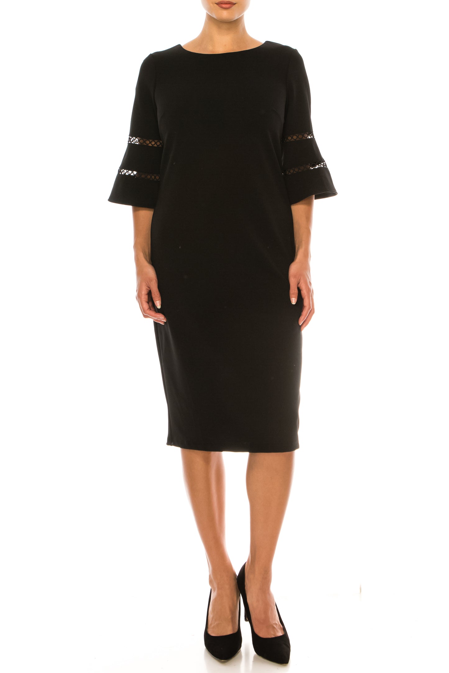 ILE Clothing 3/4 Bell Sleeve Sheath Dress