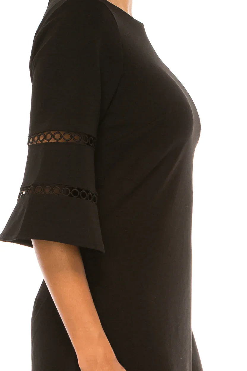 ILE Clothing 3/4 Bell Sleeve Sheath Dress
