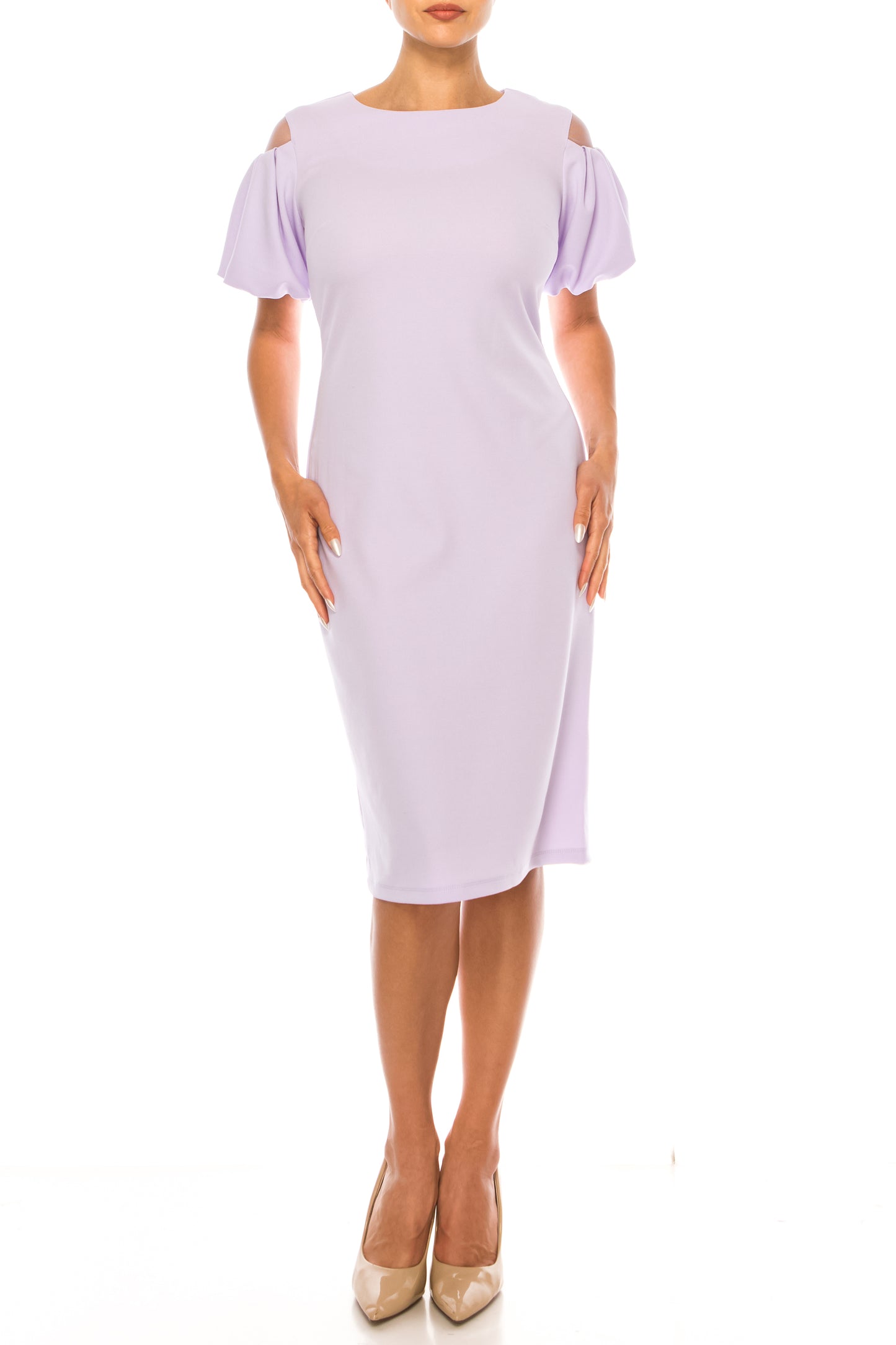 ILE Clothing Puff Sleeve Sheath Dress