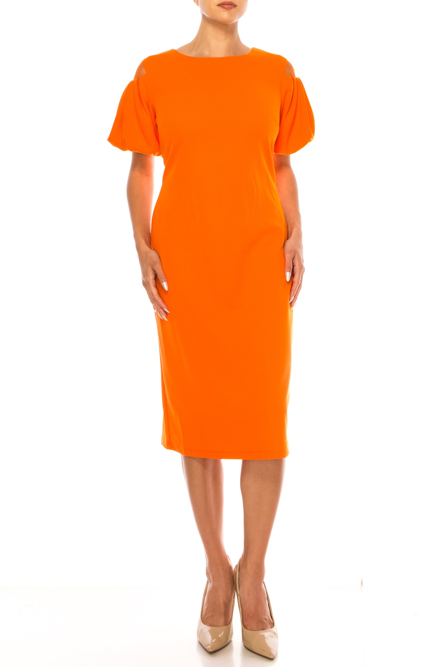 ILE Clothing Puff Sleeve Sheath Dress