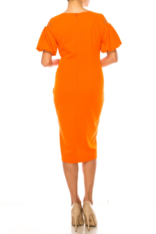 ILE Clothing Puff Sleeve Sheath Dress