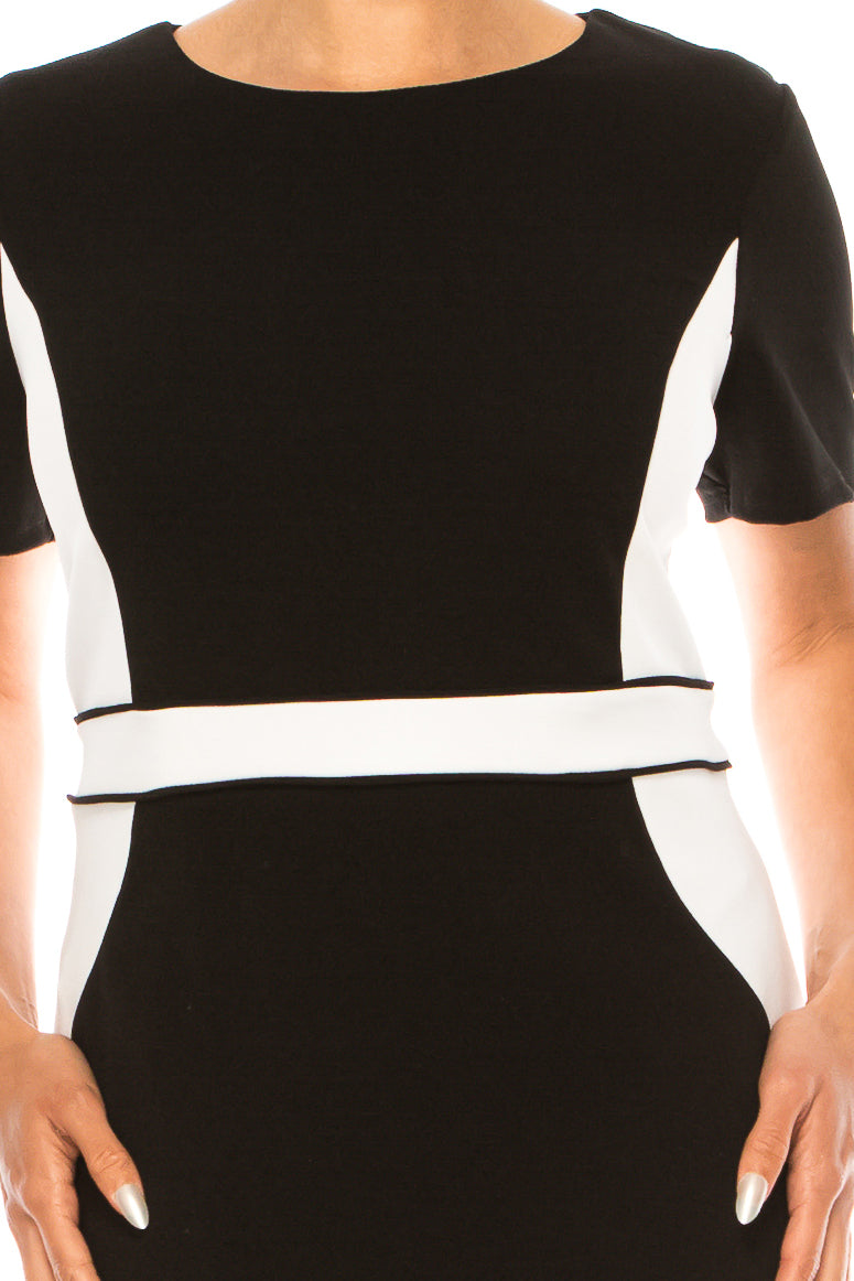 ILE Clothing Short Sleeve Contrast Shift Dress