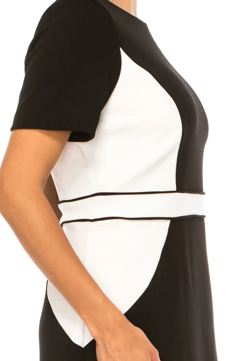 ILE Clothing Short Sleeve Contrast Shift Dress